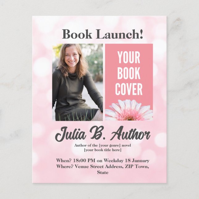 Pink Author Book Launch Invitation Flyer (Front)