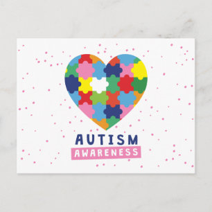 pink autism awareness postcard