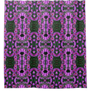 Pink Autumn Aster Flowers Abstract Pattern Shower Curtain