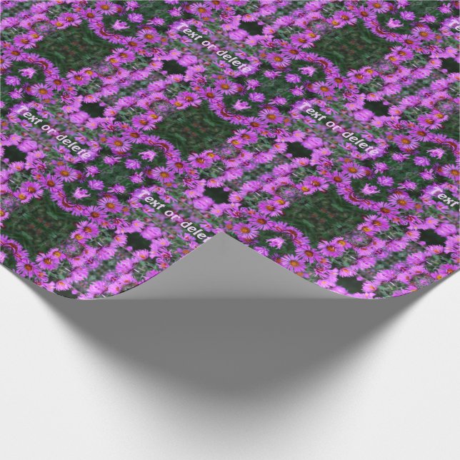 Pink Autumn Aster Flowers Personalised Wrapping Paper (Corner)