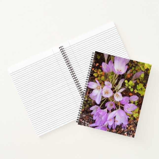 Pink Autumn Crocus Flowers Floral Notebook (Inside)