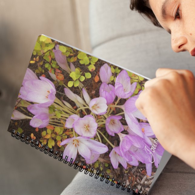 Pink Autumn Crocus Flowers Floral Notebook (In Situ)
