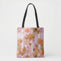 Pink Autumn Leaves and Acorns Pattern - Fall