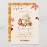 Pink Autumn Leaves Pumpkin Coffee Baby Shower