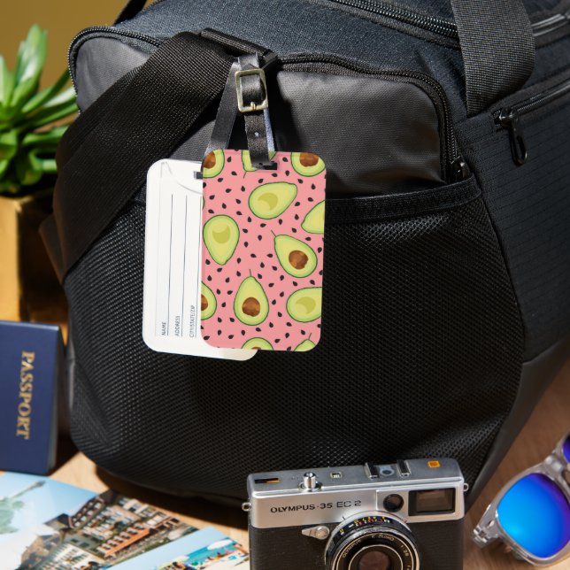 Pink Avocado Pattern  Luggage Tag (Front & Back)