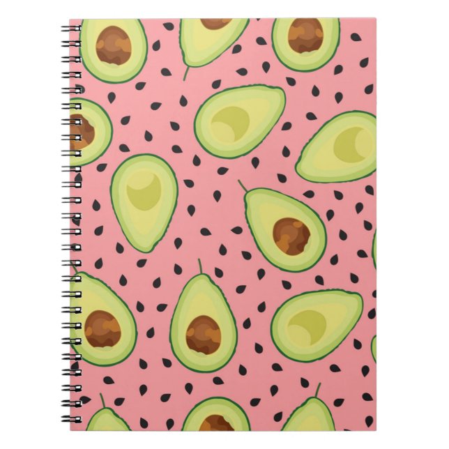 Pink Avocado Pattern  Notebook (Front)