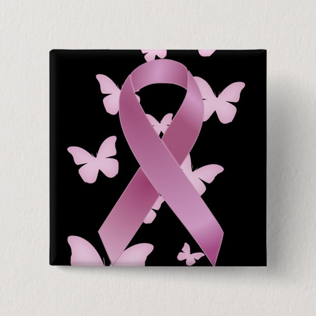 Pink Awareness Ribbon 15 Cm Square Badge (Front)