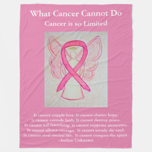 Pink Awareness Ribbon Angel Cancer Chemo Blanket