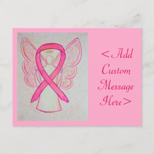 Pink Awareness Ribbon Angel Custom Art Postcard