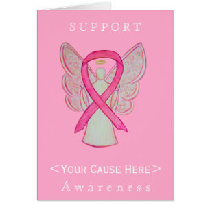 Pink Awareness Ribbon Angel Customised Card