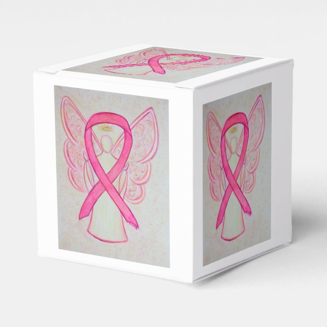Pink Awareness Ribbon Angel Party Favour Box (Front Side)