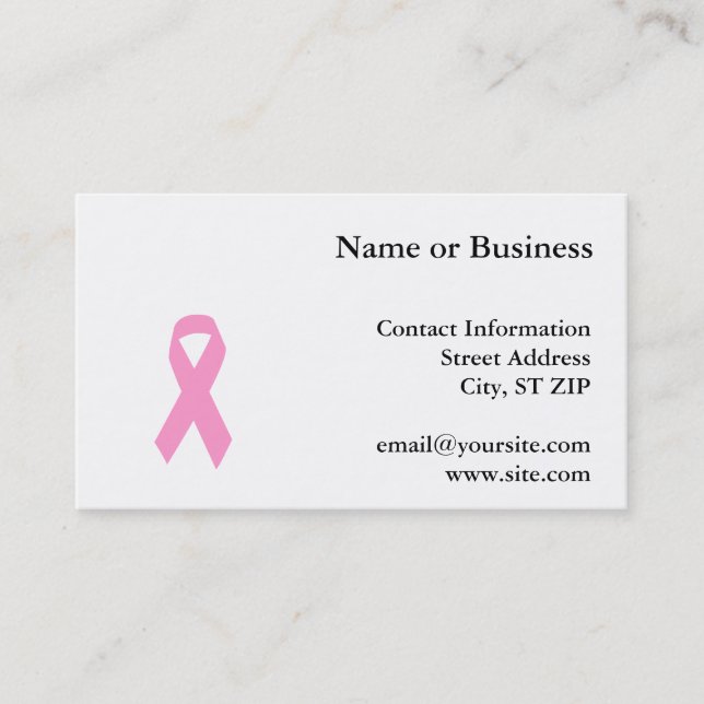 Pink Awareness Ribbon Business Card (Front)