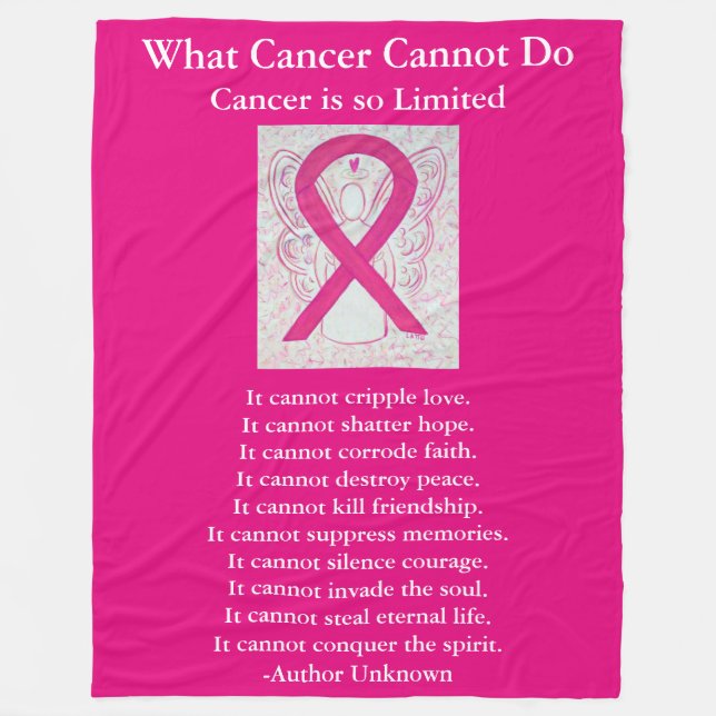 Pink Awareness Ribbon Cancer Angel Chemo Blankets (Front)