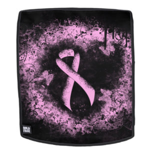 Pink Awareness Ribbon Grunge Heart Backpack