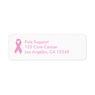 Pink Awareness Ribbon Label