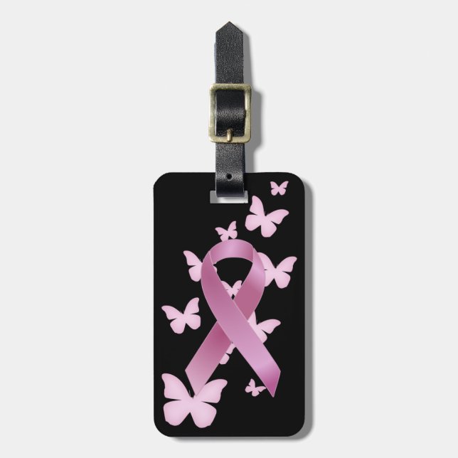 Pink Awareness Ribbon Luggage Tag (Front Vertical)