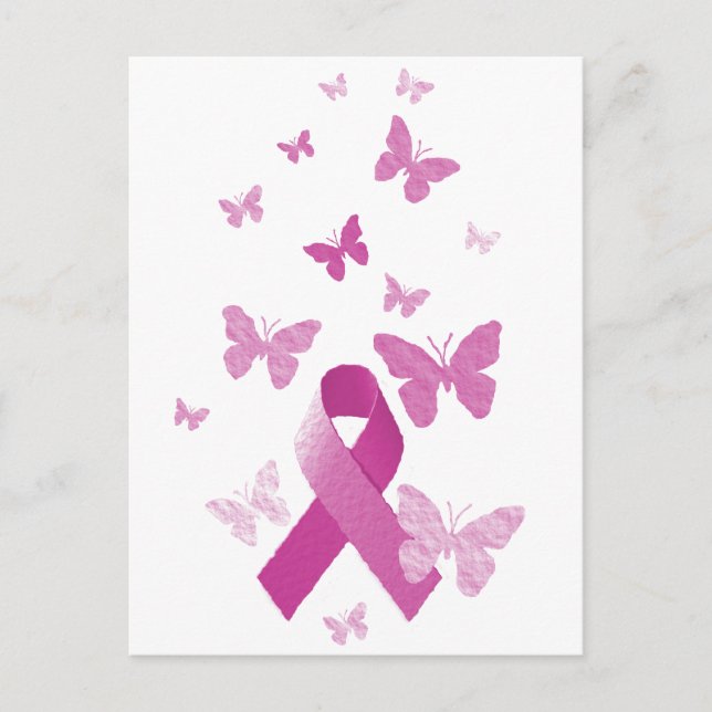Pink Awareness Ribbon Postcard (Front)