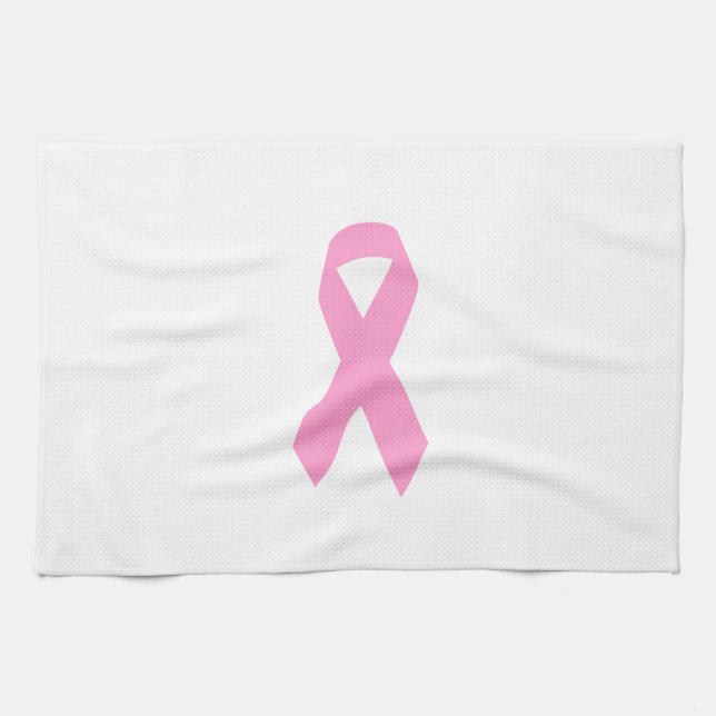 Pink Awareness Ribbon Tea Towel (Horizontal)