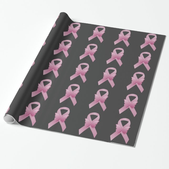 Pink Awareness Ribbon Wrapping Paper (Unrolled)