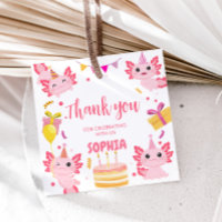 Pink Axolotl Alotl Birthday Party Square