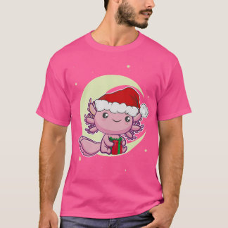 Pink Axolotl Kawaii White Christmas Eve Mexican Sa T-Shirt