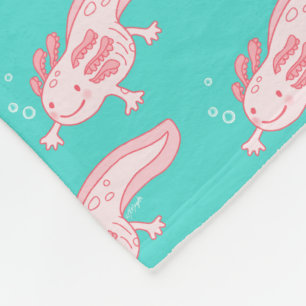 Pink Axolotl Pattern Fleece Blanket