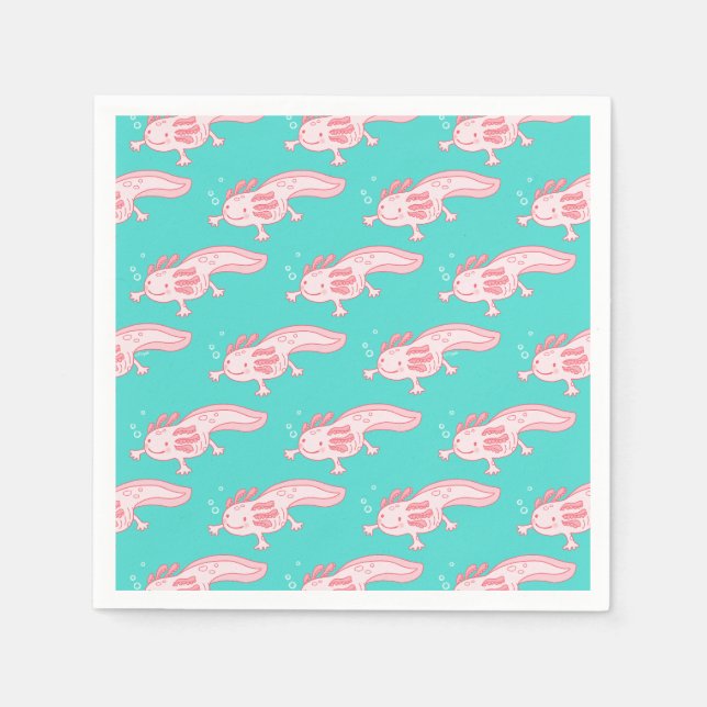 Pink Axolotl Pattern Napkin (Front)