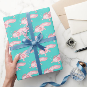 Pink Axolotl Pattern Wrapping Paper