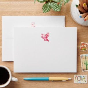 Pink Axolotl Watercolor Birthday Save the Date Envelope