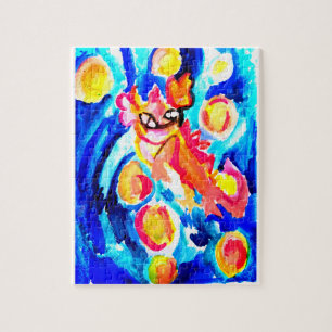 Pink axolotl Watercolor summer Jigsaw Puzzle