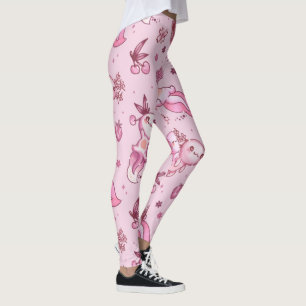Pink Axolotls Pattern Leggings