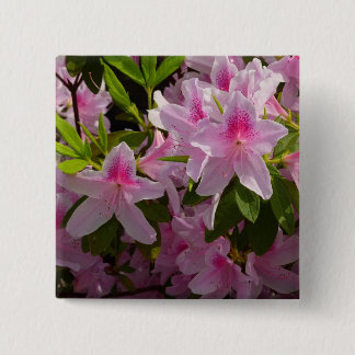 Pink Azalea Bush Spring Floral 15 Cm Square Badge