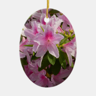 Pink Azalea Bush Spring Floral Ceramic Tree Decoration