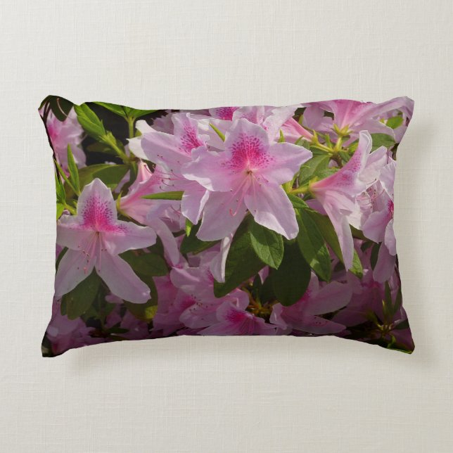 Pink Azalea Bush Spring Floral Decorative Cushion (Front)