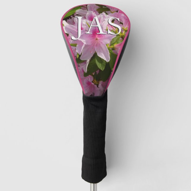 Pink Azalea Bush Spring Floral Golf Head Cover (Front)
