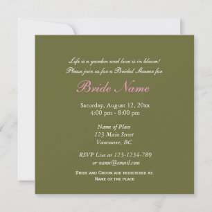 Pink azalea flower bridal shower invitation