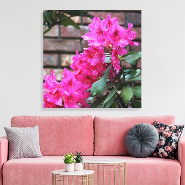 Pink Azalea Flowers Canvas Print (Insitu(LivingRoom))