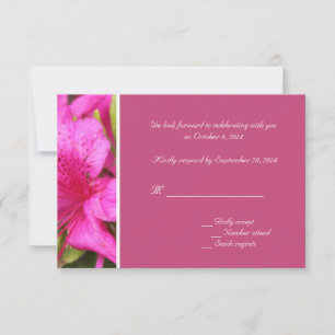 Pink azalea flowers RSVP weddings Invitation