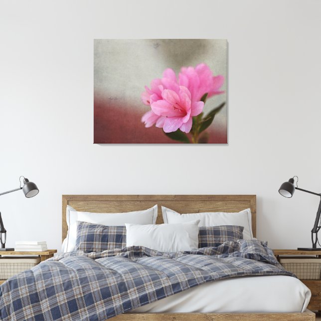 Pink Azalea Textured Canvas Print (Insitu(Bedroom))