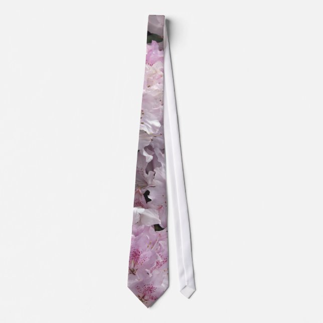 Pink Azaleas, Rhododendron Garden Flowers Tie (Front)