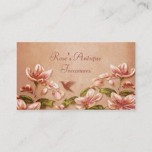Pink Azaleas Vintage Floral on Whiskey Retro Business Card