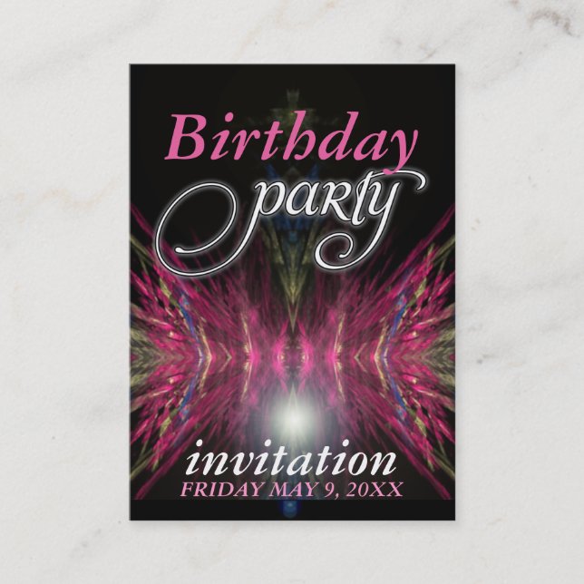 Pink Aztec Feathers Birthday Party Invitation Card (Front)