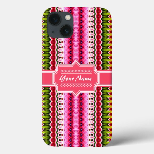 Pink Aztec Tribal Ikat Personalised Name Case-Mate iPhone Case (Back)