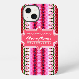 Pink Aztec Tribal Ikat Personalised Name iPhone 13 Case