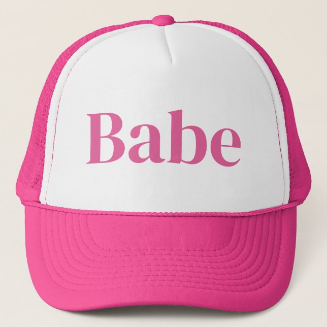 Pink Babe Bachelorette Trucker Hat (Front)
