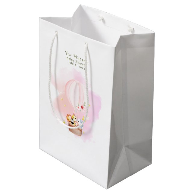 Pink Baby Animal Safari Soaring High  Medium Gift Bag (Back Angled)