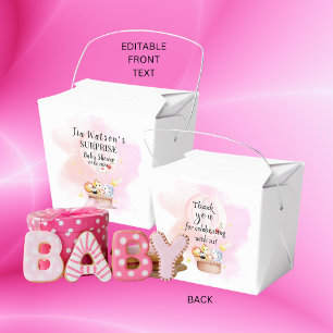 Pink Baby Animals Safari In a Hot Air Balloon Favour Box