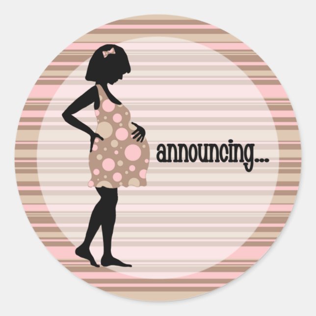 Pink Baby Announcement Stickers (Front)