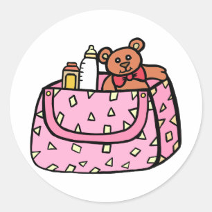 pink baby bag classic round sticker