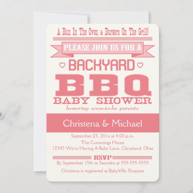 Pink Baby BBQ Baby Shower Invitation (Front)